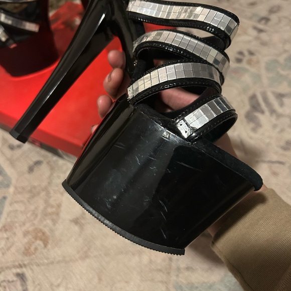 Pleaser Black and Silver Platform Heels - Picture 4 of 8